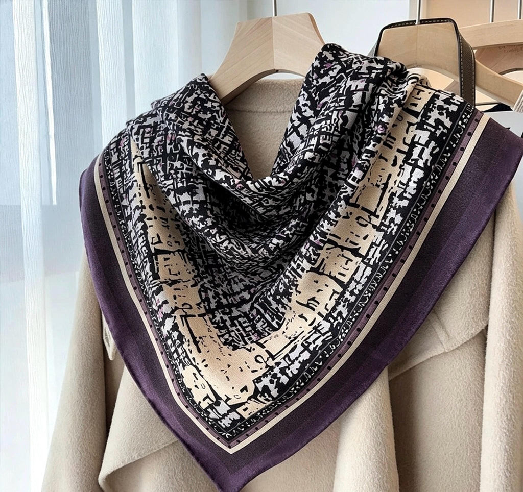 100% Australian Wool Scarf 35"x35" 88x88cm, Houndstooth Vintage Wool Square Scarf Shawl, Elegant Retro Wool Wrap, Gift for Her