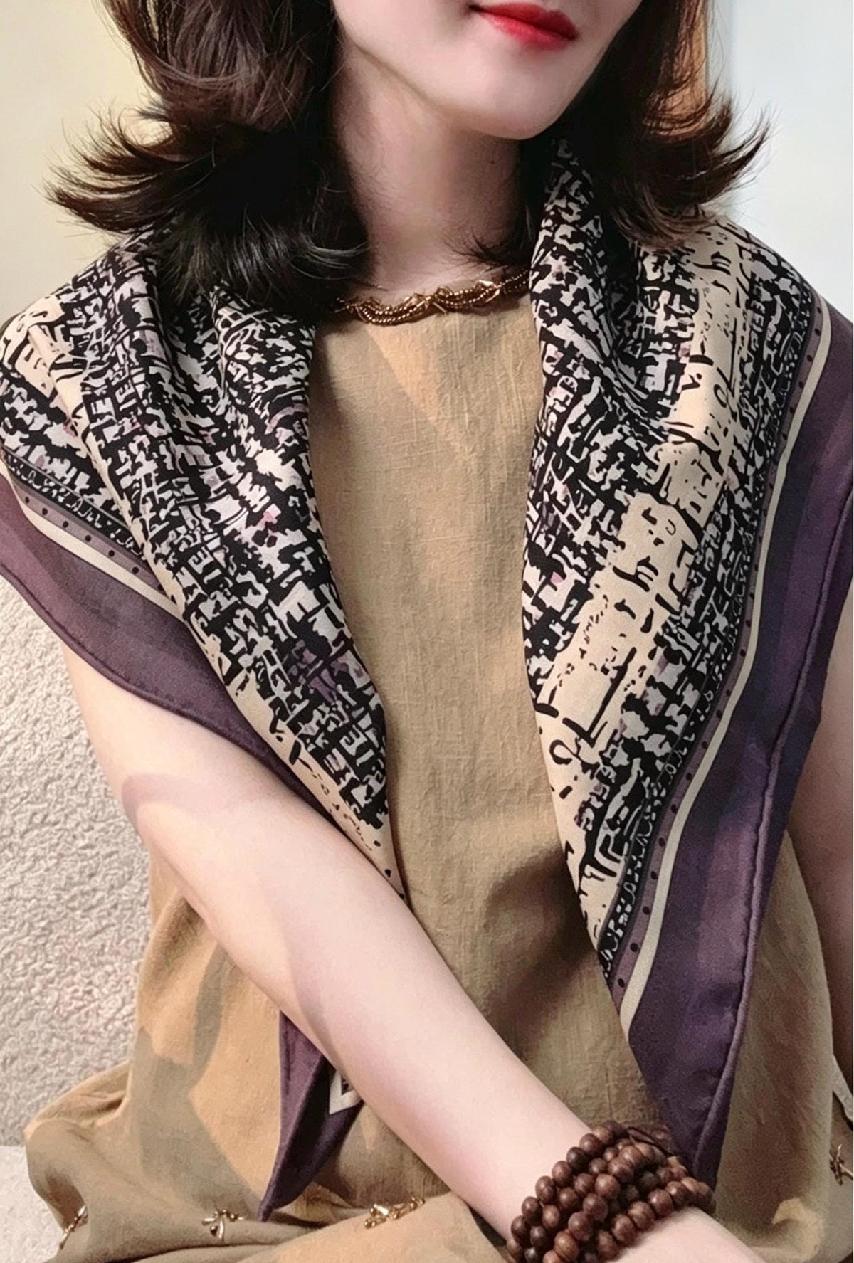 100% Australian Wool Scarf 35"x35" 88x88cm, Houndstooth Vintage Wool Square Scarf Shawl, Elegant Retro Wool Wrap, Gift for Her