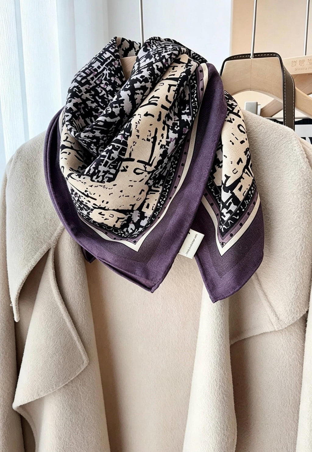100% Australian Wool Scarf 35"x35" 88x88cm, Houndstooth Vintage Wool Square Scarf Shawl, Elegant Retro Wool Wrap, Gift for Her