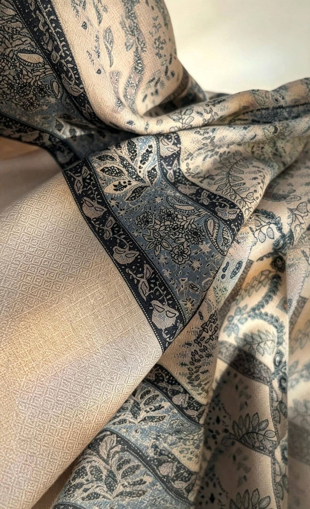 Silk Wool Scarf 53"x53" 135x135cm, Classic Paisley 2-in-1 Silk Wool Square Scarf Shawl, Winter Soft Dual-Use Wrap, Gift for Her