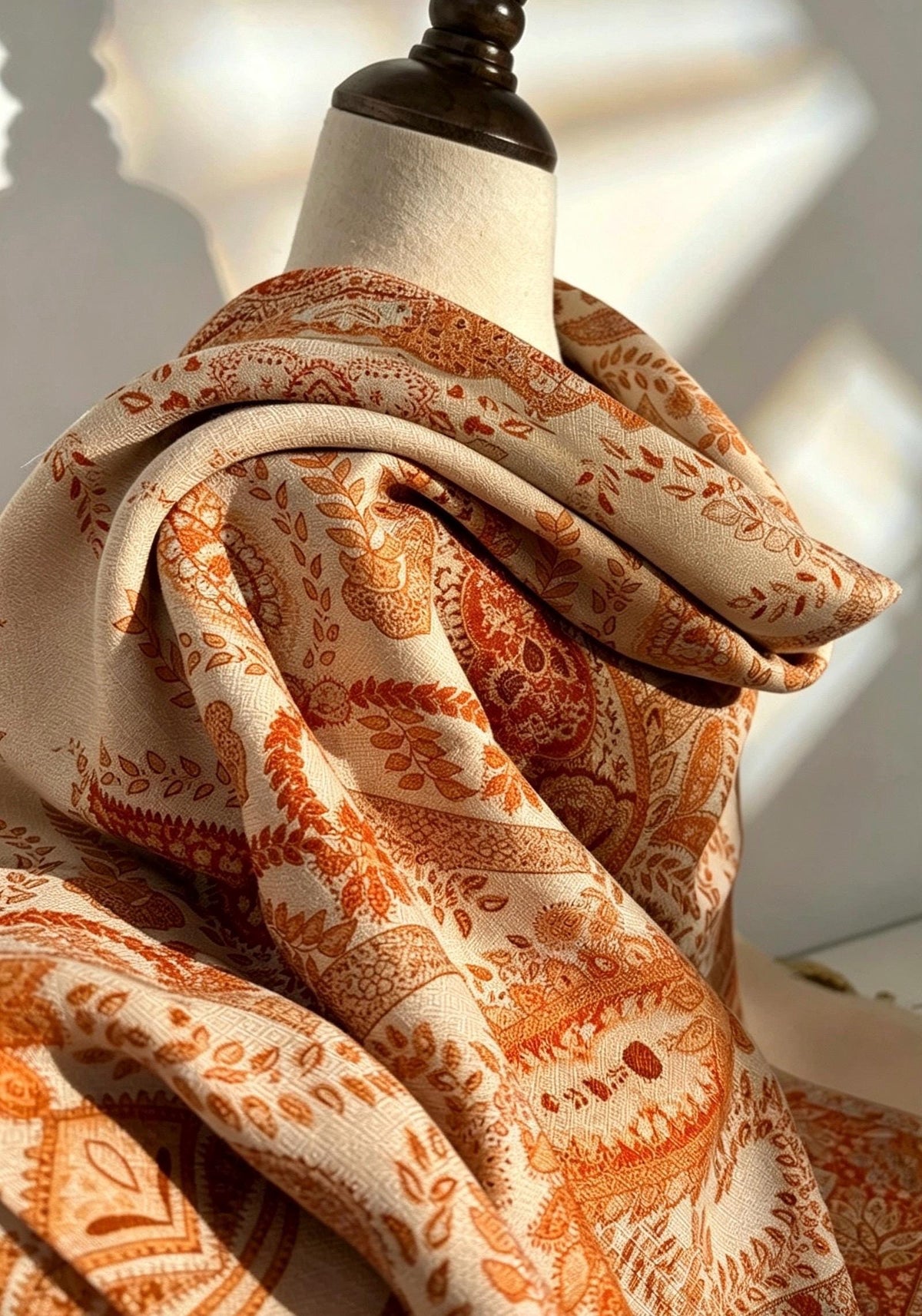 Silk Wool Scarf 53"x53" 135x135cm, Classic Paisley 2-in-1 Silk Wool Square Scarf Shawl, Winter Soft Dual-Use Wrap, Gift for Her