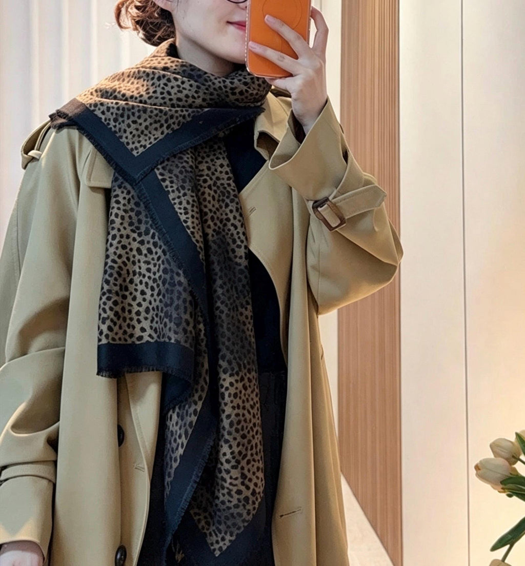 Silk Wool Scarf 54"x54" 138x138cm, Caramel Maillard Old Money Mulberry Silk Square Scarf Large Shawl Winter Warm Wrap Gift for Her