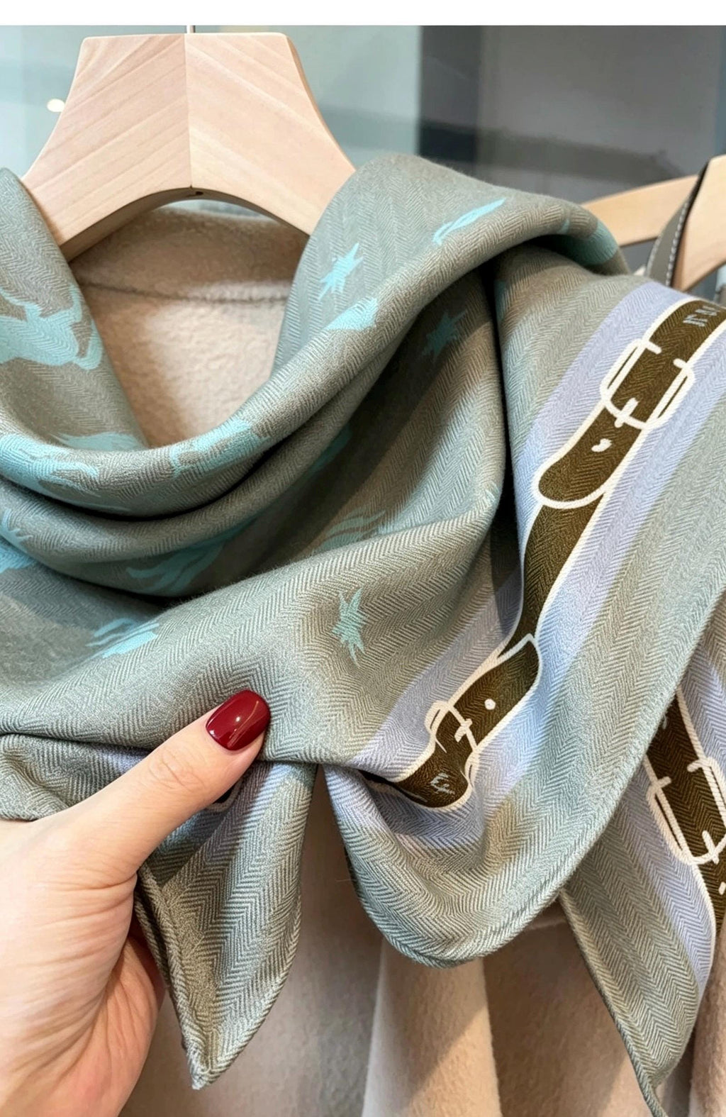 Silk Wool Scarf 35"x35" 88x88cm, Creamy Dust Blue Pony Silk Wool Square Scarf, Multifunctional Soft Shawl Wrap, Gift for Her