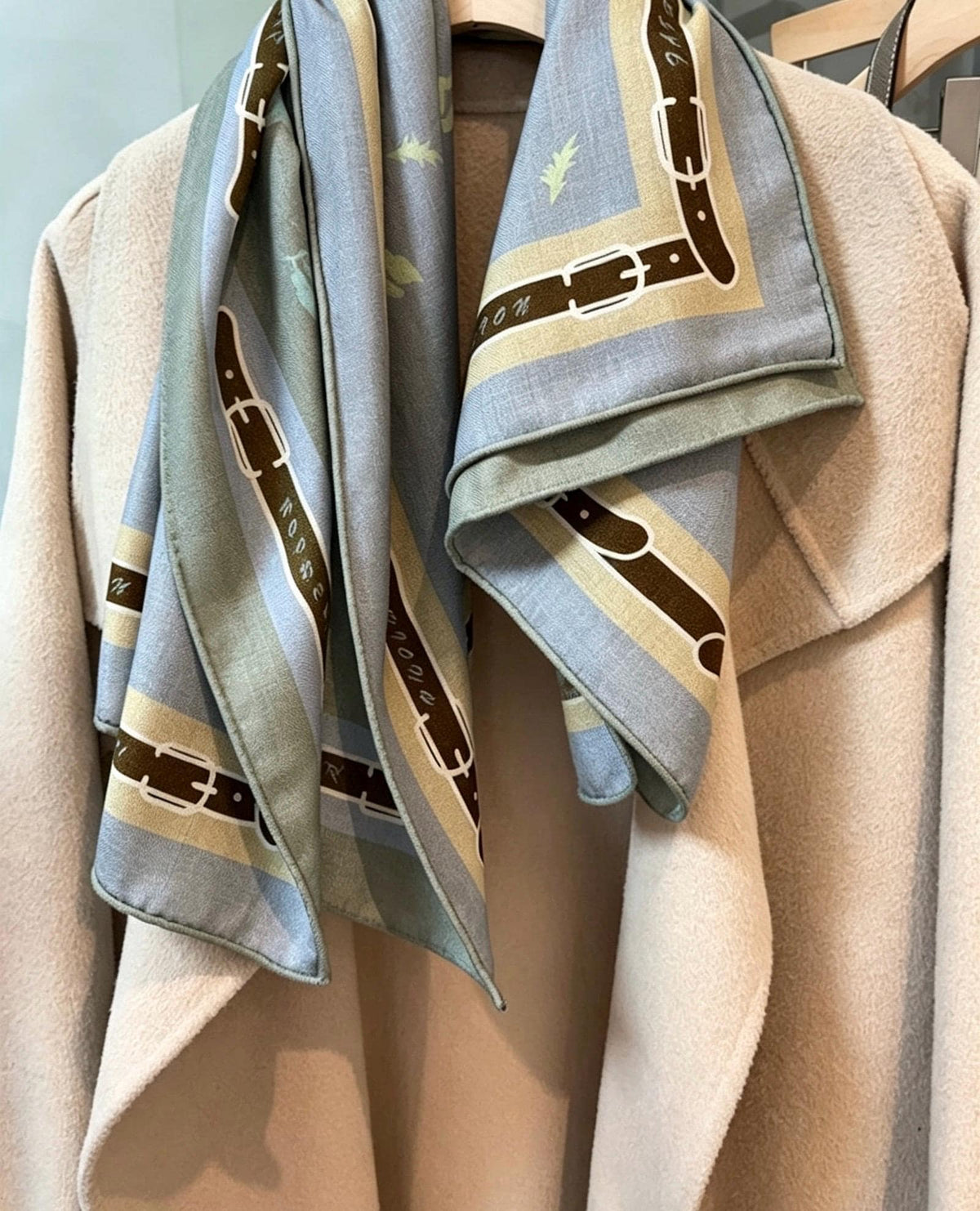 Silk Wool Scarf 35"x35" 88x88cm, Creamy Dust Blue Pony Silk Wool Square Scarf, Multifunctional Soft Shawl Wrap, Gift for Her