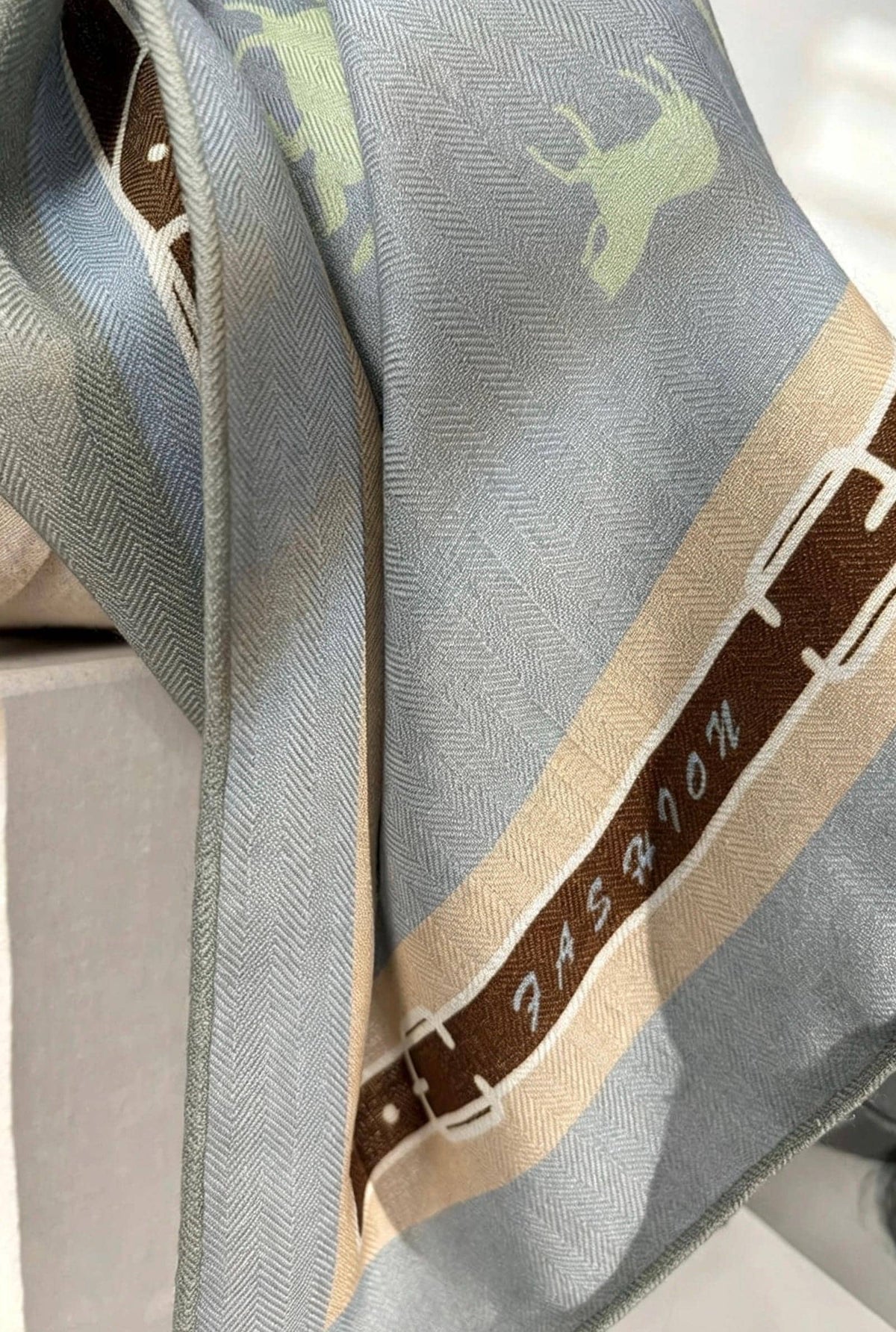 Silk Wool Scarf 35"x35" 88x88cm, Creamy Dust Blue Pony Silk Wool Square Scarf, Multifunctional Soft Shawl Wrap, Gift for Her