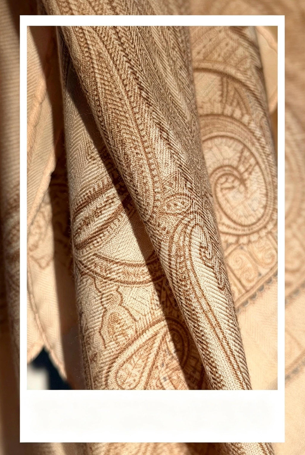 Silk Wool Scarf 35"x35" 88x88cm, Cream Beige Paisley Mulberry Silk Square Scarf French Retro Warm Shawl Gift for Her