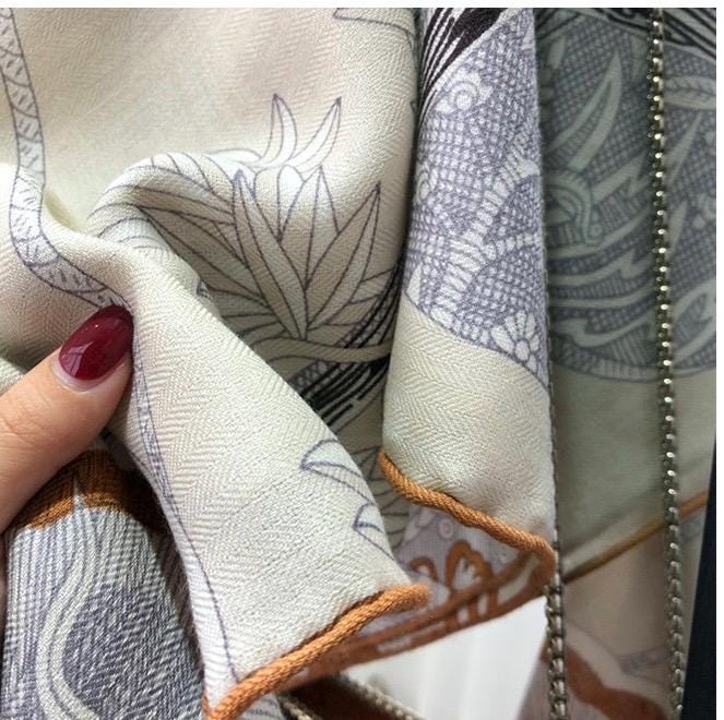 Silk Wool Scarf 53"x53" 135x135cm, Elegant Intellectual Silk Wool Square Scarf Shawl, 2-in-1 Warm Office Wrap, Gift for Her