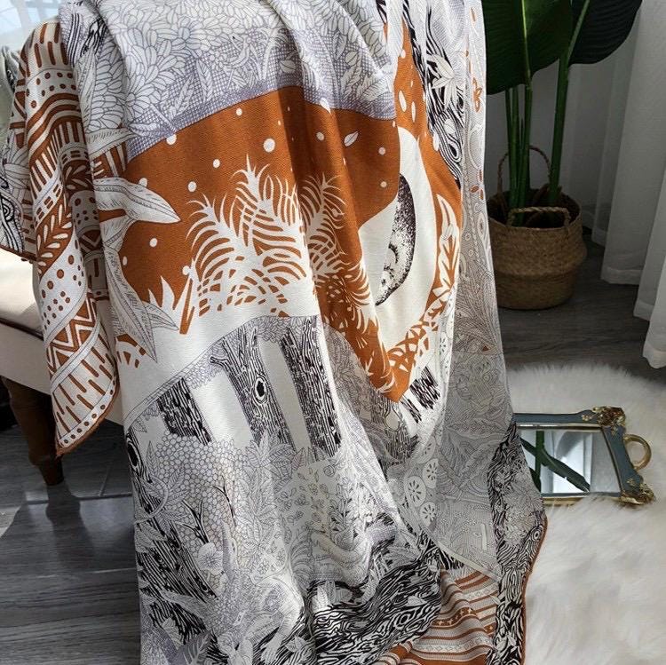 Silk Wool Scarf 53"x53" 135x135cm, Elegant Intellectual Silk Wool Square Scarf Shawl, 2-in-1 Warm Office Wrap, Gift for Her