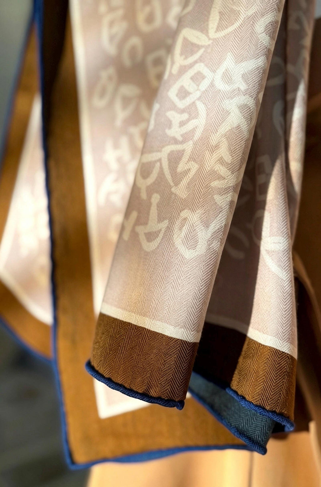 Silk Wool Scarf 35"x35" 88x88cm, Bruges Notes Art Mulberry Silk Square Scarf Minimalist Winter Warm Shawl Gift for Her