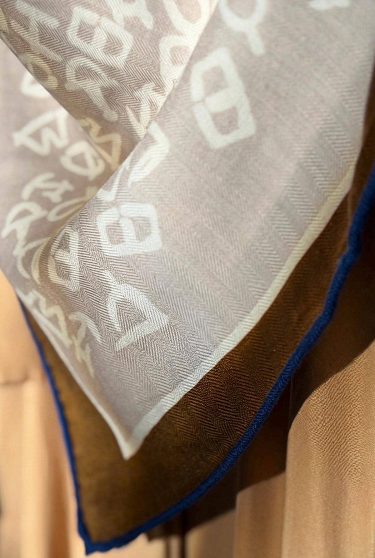 Silk Wool Scarf 35"x35" 88x88cm, Bruges Notes Art Mulberry Silk Square Scarf Minimalist Winter Warm Shawl Gift for Her