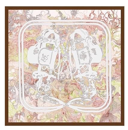 Silk Wool Scarf 35"x35" 88x88cm, Pink Floral Oil Painting Mulberry Silk Square Scarf Romantic Shawl Gift for Her
