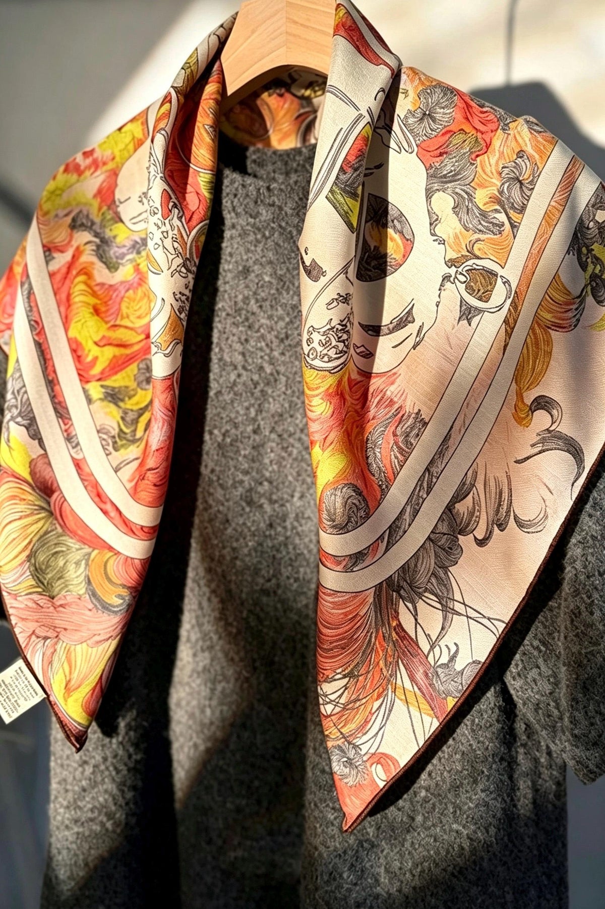 Silk Wool Scarf 35"x35" 88x88cm, Pink Floral Oil Painting Mulberry Silk Square Scarf Romantic Shawl Gift for Her