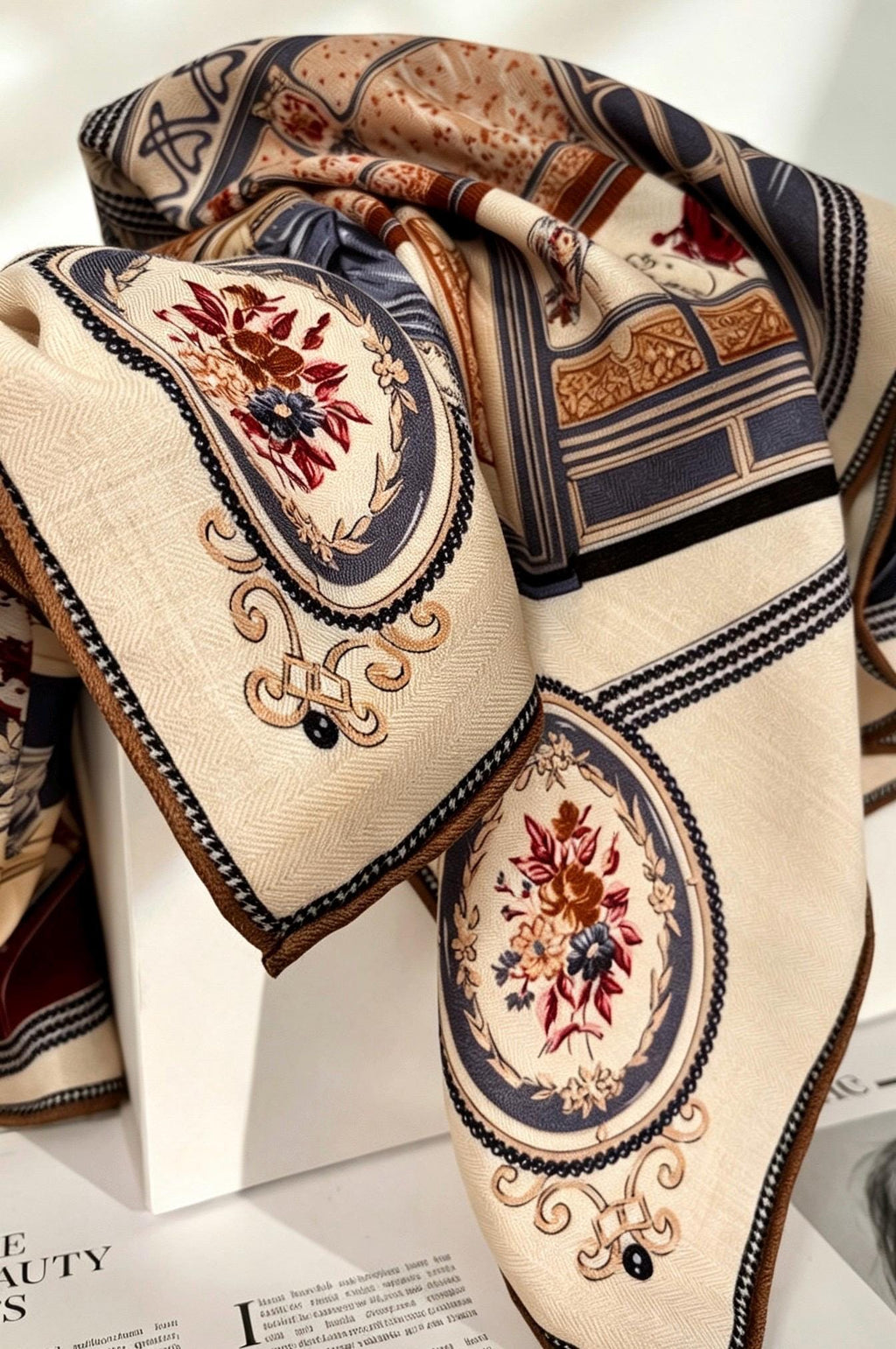 Silk Wool Scarf 35"x35" 88x88cm, Double Sided Fashion Chic Square Scarf Shawl, Lightweight Luxury Silk Wool Wrap, Gift for Her