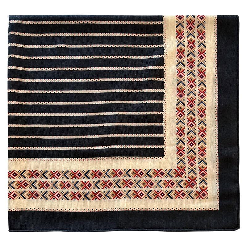 Silk Wool Scarf 35"x35" 88x88cm, Ethnic Boho Double Sided Square Scarf, Vintage Silk Wool Shawl, Women's Fall Winter Wrap Gift