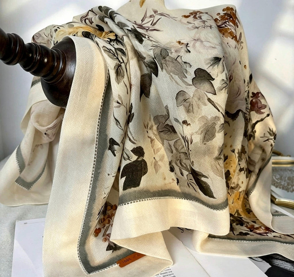100% Australian Wool Scarf 37"x37" 95x95cm, Chinese Vintage Hollow Out Wool Square Scarf Shawl, Oriental Cutout Wrap