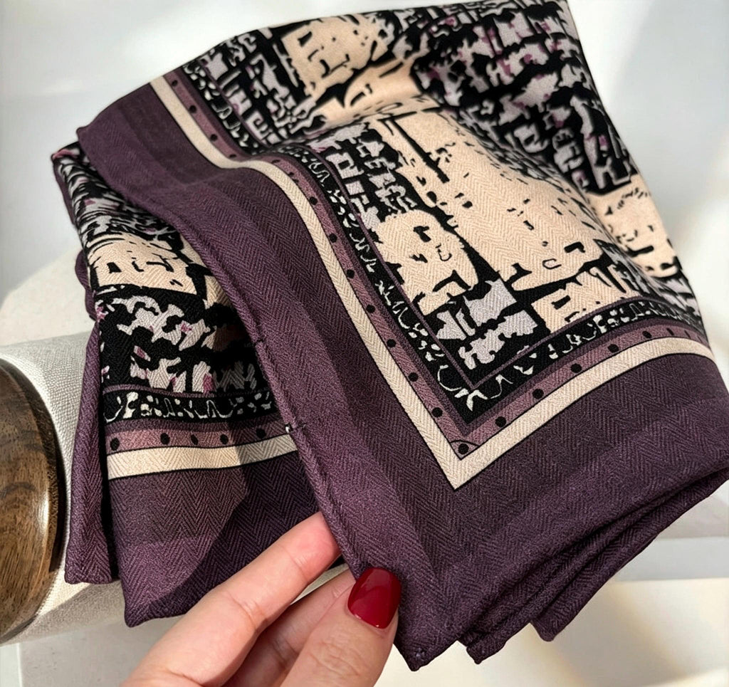 100% Australian Wool Scarf 35"x35" 88x88cm, Houndstooth Vintage Wool Square Scarf Shawl, Elegant Retro Wool Wrap, Gift for Her