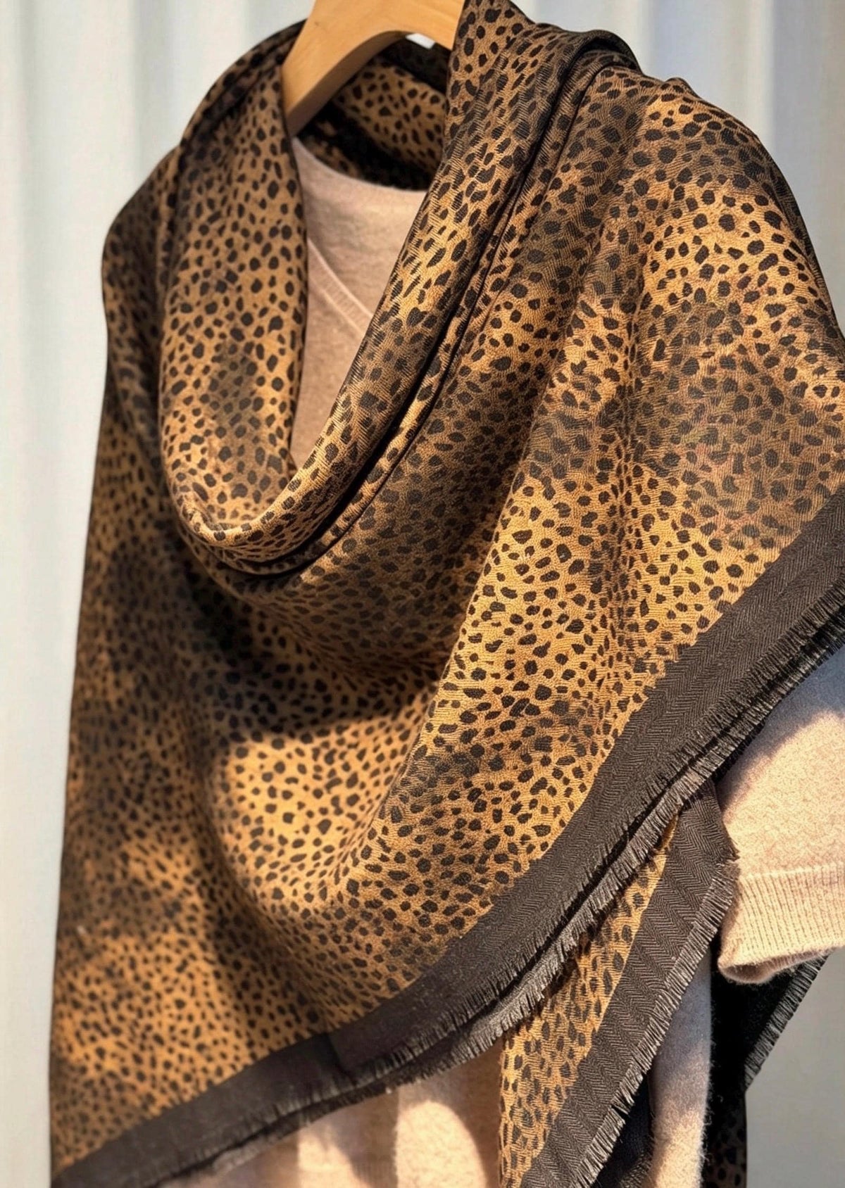 Silk Wool Scarf 54"x54" 138x138cm, Caramel Maillard Old Money Mulberry Silk Square Scarf Large Shawl Winter Warm Wrap Gift for Her