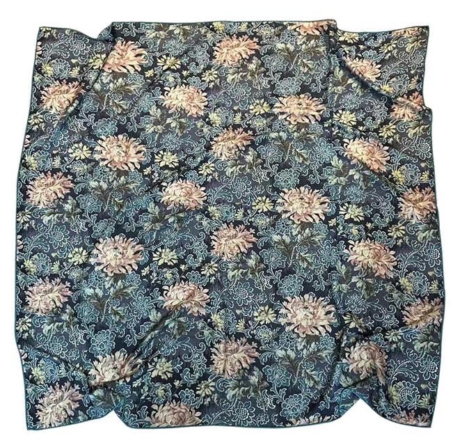 Silk Wool Scarf 53"x53" 135x135cm, Italian Medieval Art Square Scarf, Vintage Luxury Silk Wool Shawl, Women's Fall Winter Wrap