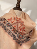 Wool Scarf 53"x53" 135x135cm, Nepal Inspired Vintage Jacquard Square Scarf, Boho Ethnic Winter Shawl, Women's Luxury Wrap