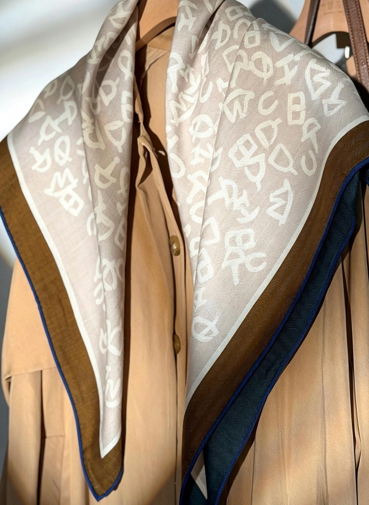 Silk Wool Scarf 35"x35" 88x88cm, Bruges Notes Art Mulberry Silk Square Scarf Minimalist Winter Warm Shawl Gift for Her
