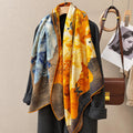 Silk Wool Scarf 53"x53" 135x135cm, Double Sided Two Tone Square Scarf, Korean Style Winter Shawl, Elegant Women's Office Wrap