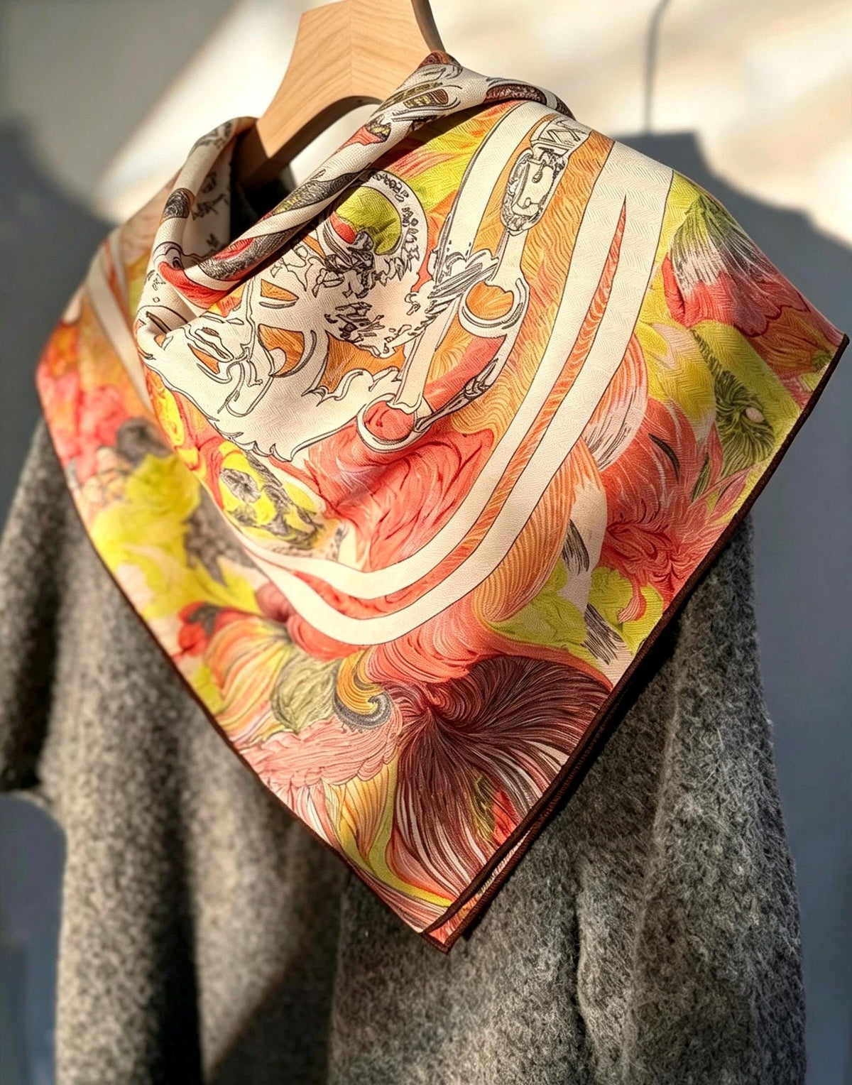 Silk Wool Scarf 35"x35" 88x88cm, Pink Floral Oil Painting Mulberry Silk Square Scarf Romantic Shawl Gift for Her
