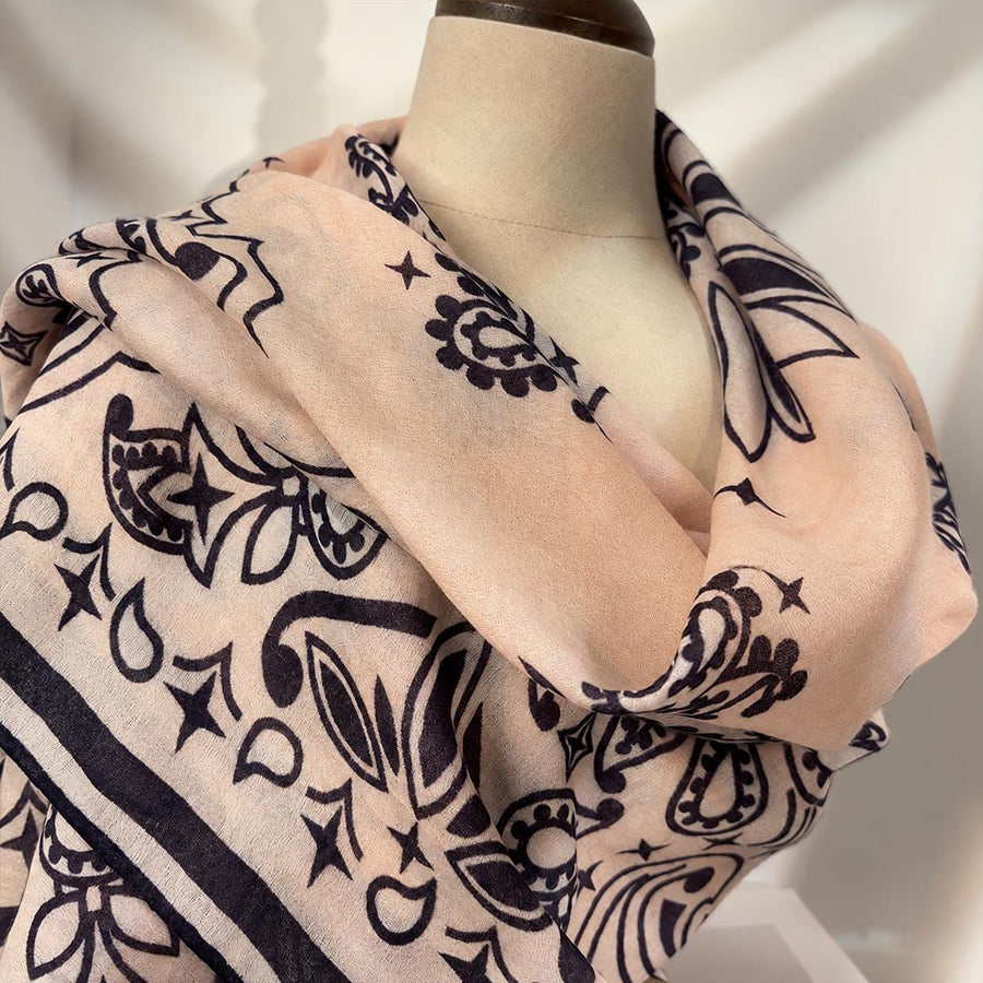 Wool Scarf 53"x53" 135x135cm, Luxury Paisley Jacquard Square Scarf, Vintage Winter Shawl, Elegant Women's Warm Wrap