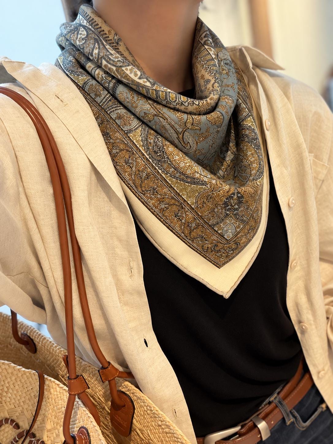 Silk Wool Scarf 26"x26" 65x65cm, Italian Paisley Square Scarf, Double Sided Silk Wool Neck Scarf, Vintage Court Style Women's Wrap
