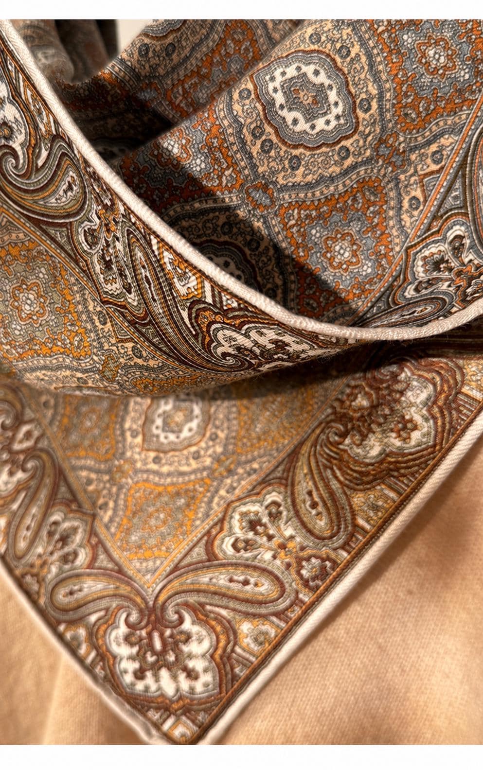 Silk Wool Scarf 26”x26” 65x65cm, Mocha Brown Square Scarf, Classical Silk Wool Neck Scarf, Women’s Fall Winter Accessory