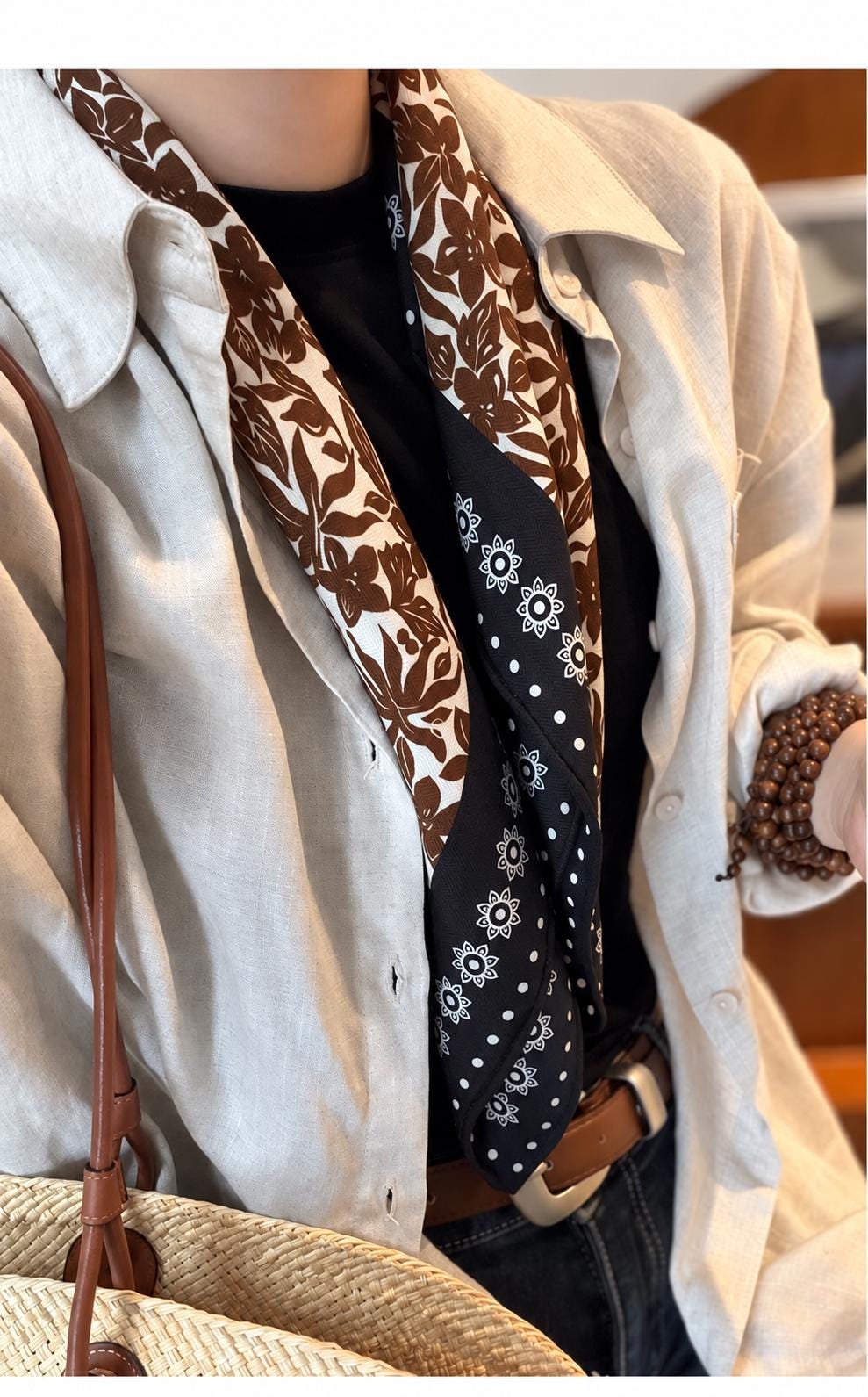 Silk Wool Scarf 26”x26” 65x65cm, Blue Floral Double Sided Scarf, Vintage Oil Painting Neck Scarf, Women’s Winter Accessory