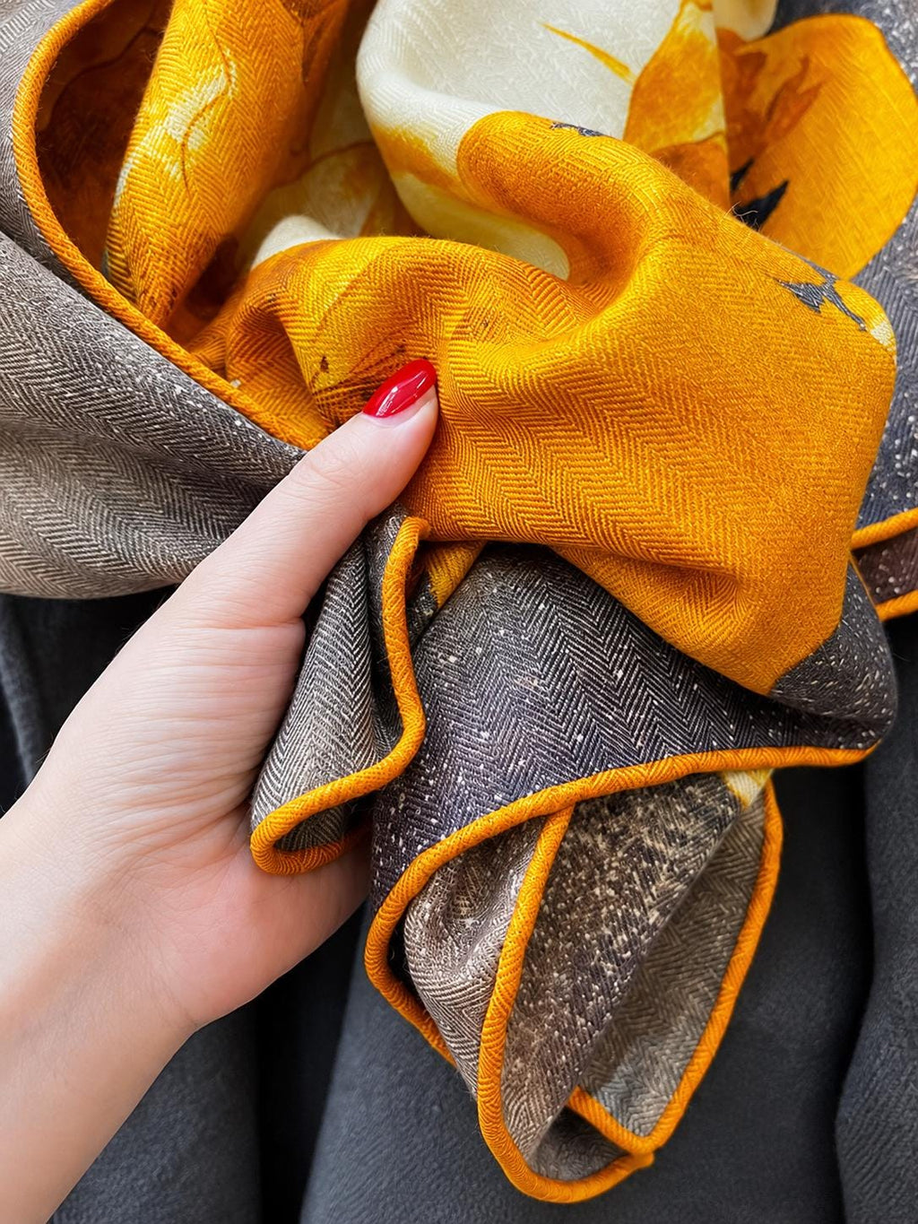 Silk Wool Scarf 53"x53" 135x135cm, Double Sided Two Tone Square Scarf, Korean Style Winter Shawl, Elegant Women's Office Wrap