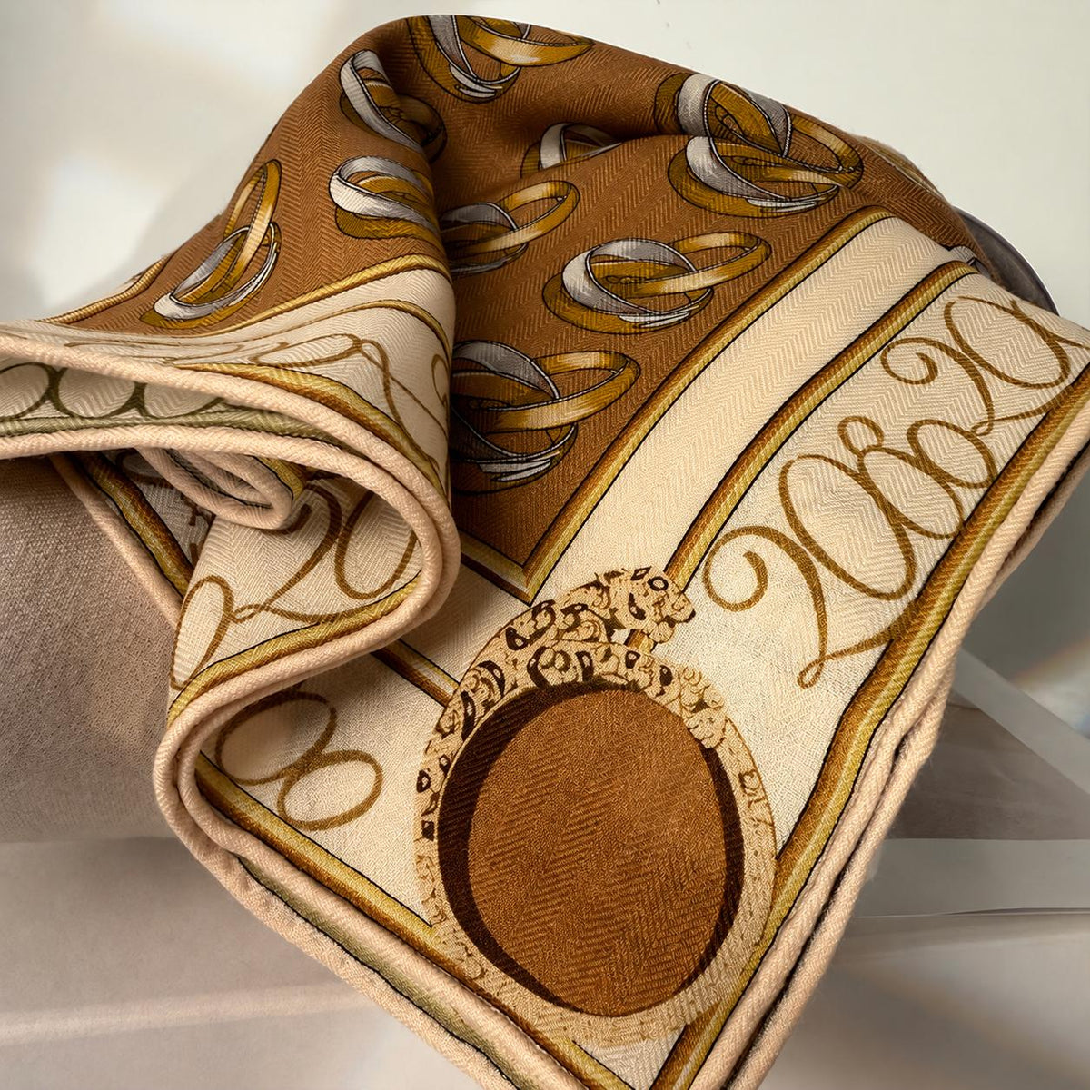 Silk Wool Scarf 26”x26” 65x65cm, Italian Vintage Two Tone Square Scarf, European Style Silk Wool Neck Scarf, Women’s Winter Accessory