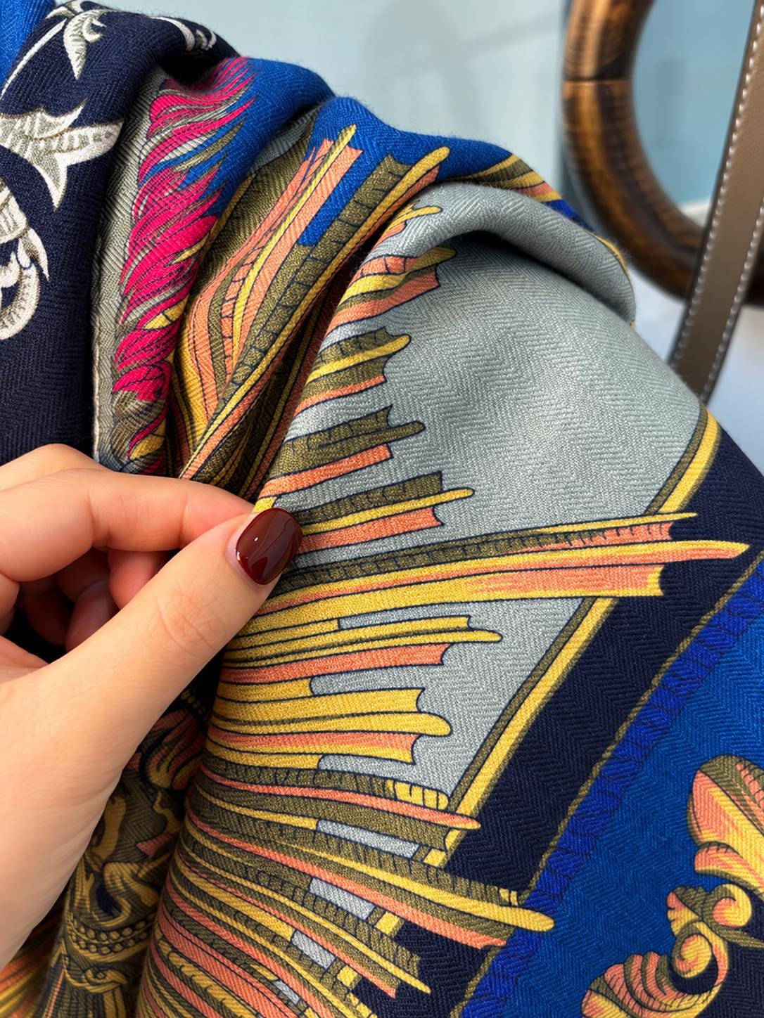 Silk Wool Scarf 53”x53” 135x135cm, Royal Blue French Court Inspired Square Scarf, Luxury Winter Shawl, Women’s Warm Wrap