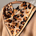 Silk Wool Scarf 35”x35” 88x88cm, Mocha Leopard Square Scarf, Italian Vintage Silk Wool Neck Scarf, Women’s Winter Accessory