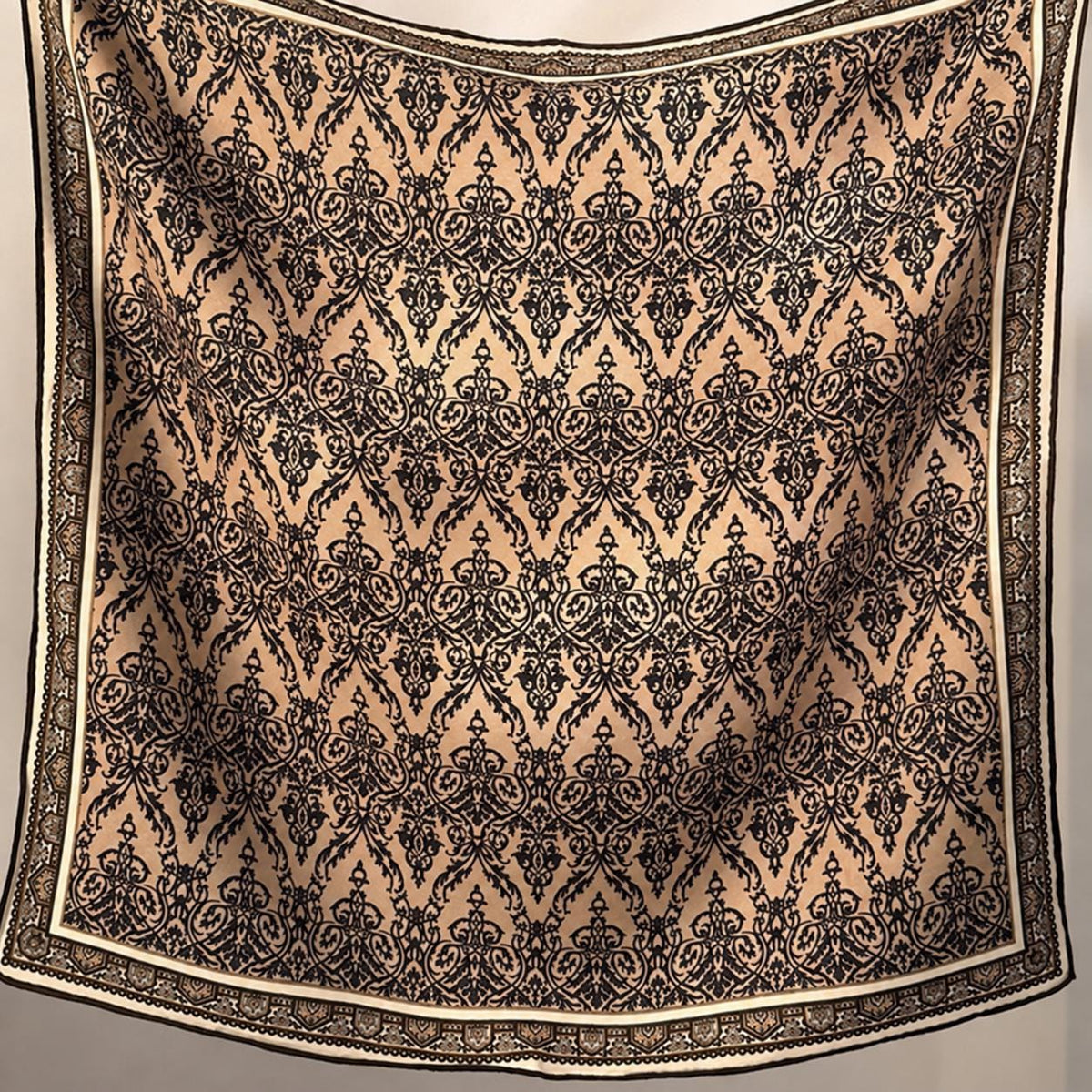 Silk Wool Scarf 26”x26” 65x65cm, Mocha Leopard Square Scarf, Italian Vintage Silk Wool Neck Scarf, Women’s Winter Accessory