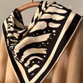 Silk Wool Scarf 26"x26" 65x65cm, Zebra Print Double Sided Scarf, French Style Silk Wool Neck Scarf, Women's Winter Accessory