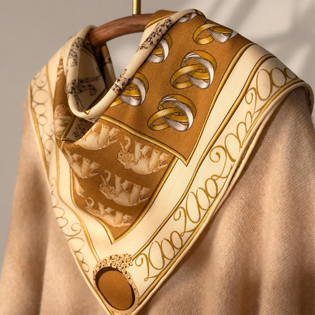 Silk Wool Scarf 26”x26” 65x65cm, Italian Vintage Two Tone Square Scarf, European Style Silk Wool Neck Scarf, Women’s Winter Accessory