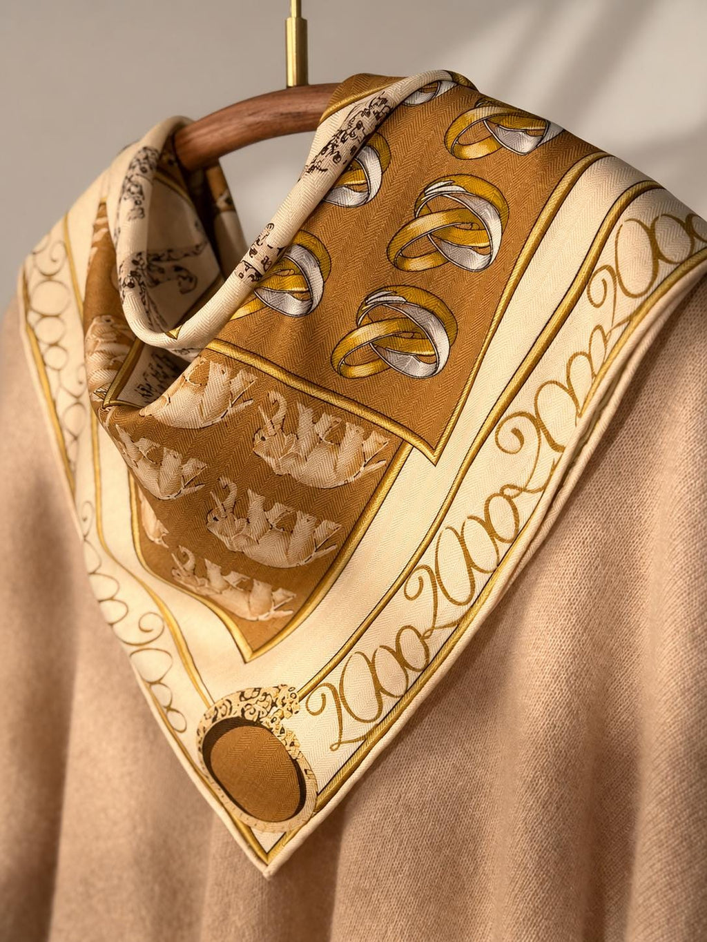 Silk Wool Scarf 26”x26” 65x65cm, Italian Vintage Two Tone Square Scarf, European Style Silk Wool Neck Scarf, Women’s Winter Accessory
