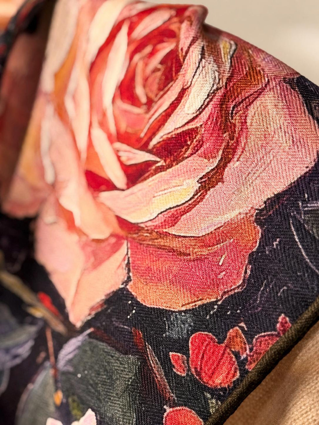Silk Wool Scarf 27”x27” 68x68cm, Oil Painting Square Scarf, Artistic Silk Wool Neck Scarf, Women’s Winter Accessory