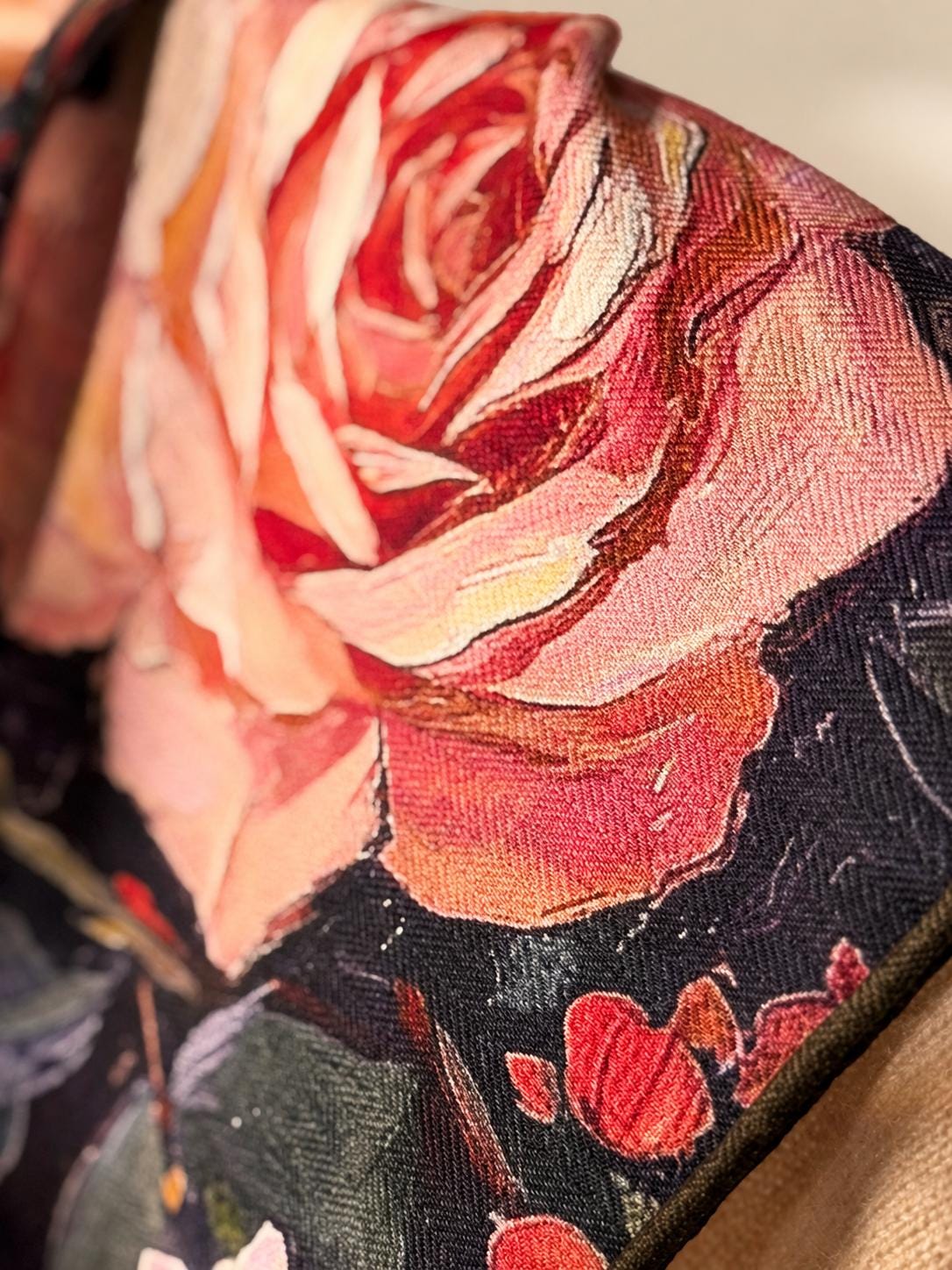 Silk Wool Scarf 27”x27” 68x68cm, Oil Painting Square Scarf, Artistic Silk Wool Neck Scarf, Women’s Winter Accessory