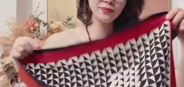 Silk Wool Scarf 26"x26" 65x65cm, Geometric Monogram Silk Wool Square Scarf, Color Block Neckwear Shawl Wrap, Fall Winter Gift for Her