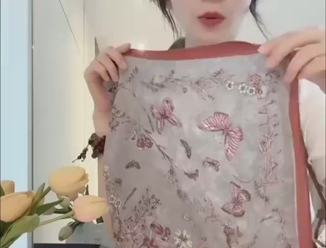 100% Mulberry Silk Scarf 25"x25" 65x65cm, Elegant Morandi Crepe de Chine Silk Neck Scarf, Luxury Hair Head Scarf, Chic Gift for Her, Summer