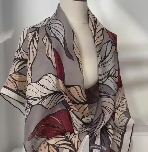 100% Mulberry Silk Scarf 42"x42" 108x108cm, Premium Sheer Silk Chiffon Shawl, Luxury Elegant Wrap, Intellectual Statement Gift