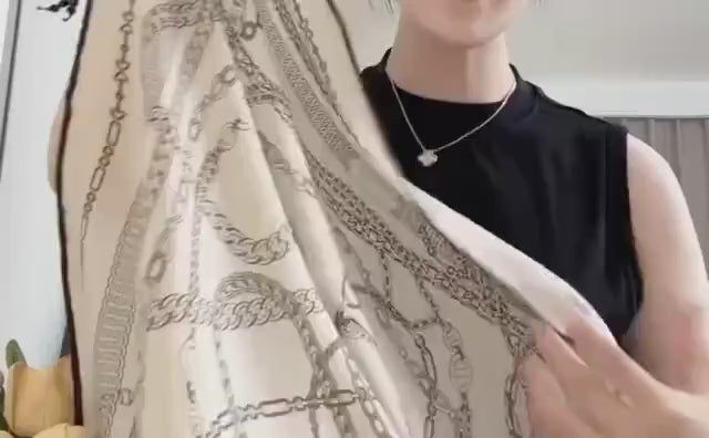 Silk Wool Blend Scarf 26"x26" 65x65CM, Square Scarf, Luxury Khaki Neck Head Scarf, Old Money Aesthetic, Intellectual Gift