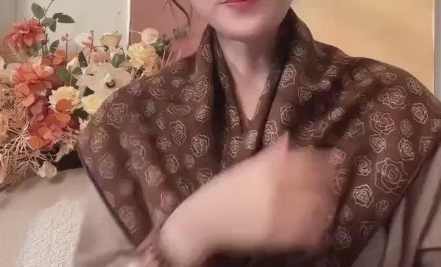 100% Mulberry Silk Scarf 35"x35" 88x88cm, Italian Style Luxury Silk Wool Large Square Scarf, Premium Shawl Wrap, Gift for Her, Chic Beige