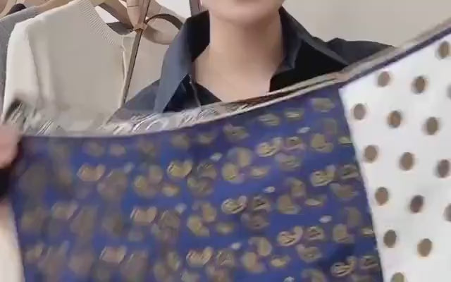 100% Mulberry Silk Scarf 26”x26” 65×65 cm | Hualuo Heritage Silk, Black White Polka Dot Neckerchief, Chinese Style Luxury Gift for Her