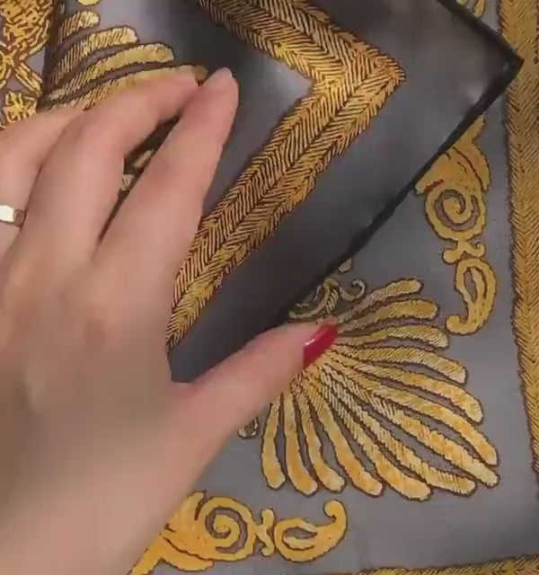 100% Mulberry Silk Scarf 43"x43" 110x110cm, Luxury Morandi Gray Carriage Silk Scarf, Premium Silk Satin Shawl, Vintage Wrap Gift for Her